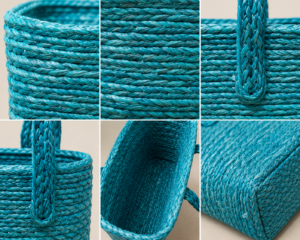 01OD043_2 Turquoise Sabai Grass Tote Bag
