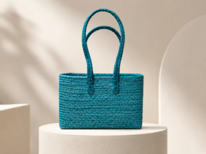 01OD043_3 Turquoise Sabai Grass Tote Bag