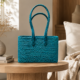 01OD043_4 Turquoise Sabai Grass Tote Bag