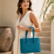 01OD043_5 Turquoise Sabai Grass Tote Bag