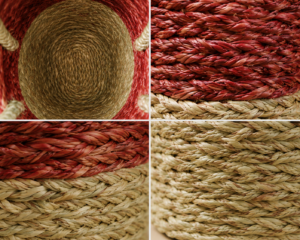 01OD046_2 Sabai Grass Basket with Maroon Trim