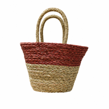 01OD046_9 Sabai Grass Basket with Maroon Trim