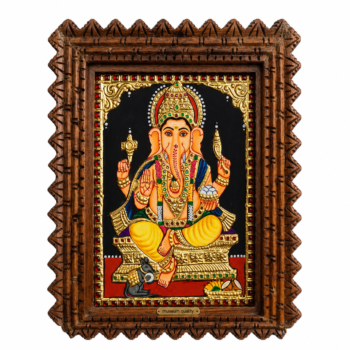 01TN002_9 22K Gold Foil Ganesha Tanjore Painting