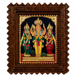 22K Gold Foil Murugan Family Tanjore Painting