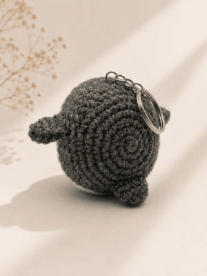 Grey Penguin Crochet Charm Keychain