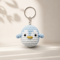 Handmade Crochet Blue Penguin Keychain – Cute Amigurumi Bag Charm