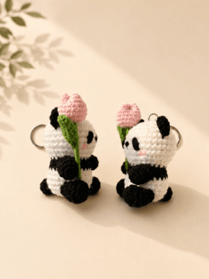 01TR004_1 Panda Crochet Keychain Pair