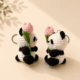 01TR004_1 Panda Crochet Keychain Pair