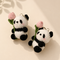 01TR004_3 Handmade Crochet Panda Keychain