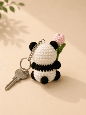 01TR004_4 Panda Crochet Keychain Pair