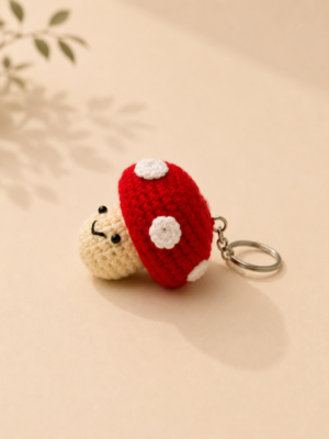 01TR006_1 Handmade Crochet Mushroom Keychain