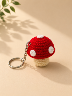 01TR006_2 Handmade Crochet Mushroom Keychain
