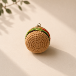 01TR008_2 Handmade Crochet Burger Keychain