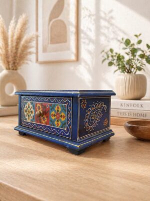 Royal Blue Wooden Storage Box