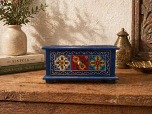 Royal Blue Wooden Storage Box