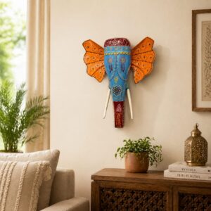 02RJ003_3 Handcrafted Wooden Elephant Wall Decor