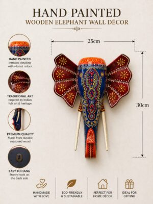 02RJ005_2 Midnight Royale Wooden Elephant Wall Decor