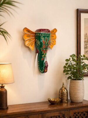 Emerald Wooden Elephant Wall Decor