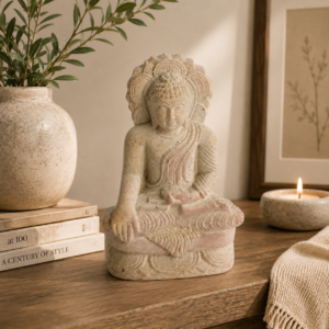 05OD004_02 Natural Stone Sitting Buddha Statue