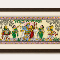 09OD003_1 Krishna Leela Pattachitra Painting – Handmade Odisha Traditional Folk Art