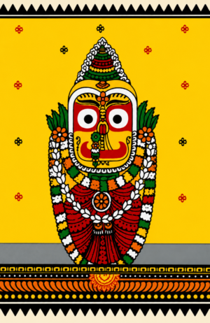 09OD004_2 Traditional Jagannath, Balabhadra & Subhadra Pattachitra Painting – Authentic Odisha Heritage Art