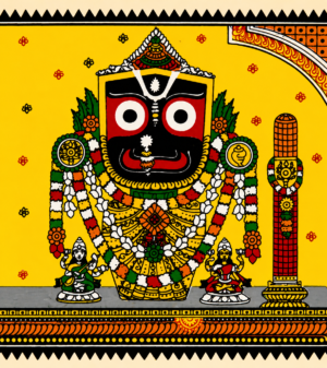 09OD004_4 Traditional Jagannath, Balabhadra & Subhadra Pattachitra Painting – Authentic Odisha Heritage Art