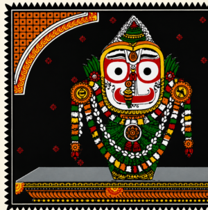 09OD006_2 Lord Jagannath, Balabhadra & Subhadra Pattachitra Painting – Handmade Odisha Sacred Art