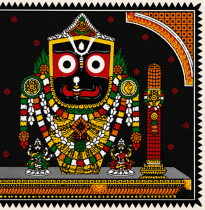09OD006_3 Lord Jagannath, Balabhadra & Subhadra Pattachitra Painting – Handmade Odisha Sacred Art