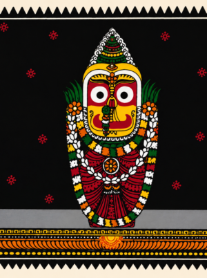 09OD006_4 Lord Jagannath, Balabhadra & Subhadra Pattachitra Painting – Handmade Odisha Sacred Art