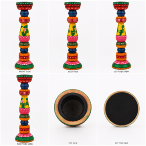 Pattachitra Handpainted Wooden Candle Stand