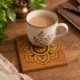 Floral Wooden Tea Coaster Set with Box