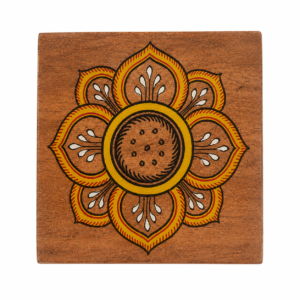 Floral Wooden Tea Coaster Set with Box