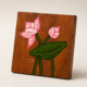 Lotus Hand-Painted Wooden Coaster Set