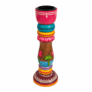 Vibrant Folk Art Candle Holder