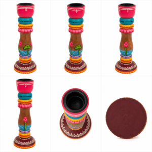 Vibrant Folk Art Candle Holder