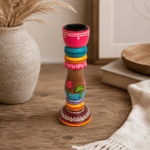 Vibrant Folk Art Candle Holder