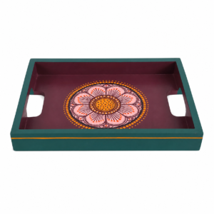 Vibrant Floral Design Hand-Painted Tray