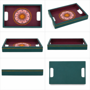 Vibrant Floral Design Hand-Painted Tray