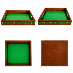 15OD019_011 Green Tranquil Wooden Serving Tray