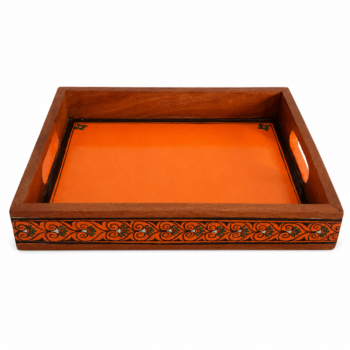 Orange Tranquil Wooden Serving Tray