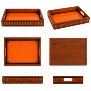 Orange Tranquil Wooden Serving Tray