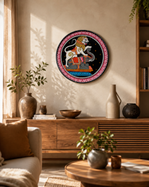 15OD025_3 Authentic Odisha Pattachitra Hand-Painted Plate – Traditional Folk Art Decor