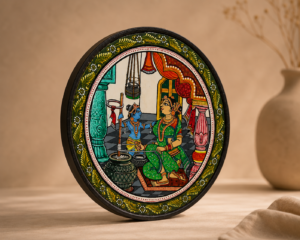 15OD029_1 Handmade Odisha Pattachitra Plate – Traditional Folk Art Decor