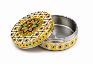 White Floral Meenakari Storage Box - Image 5
