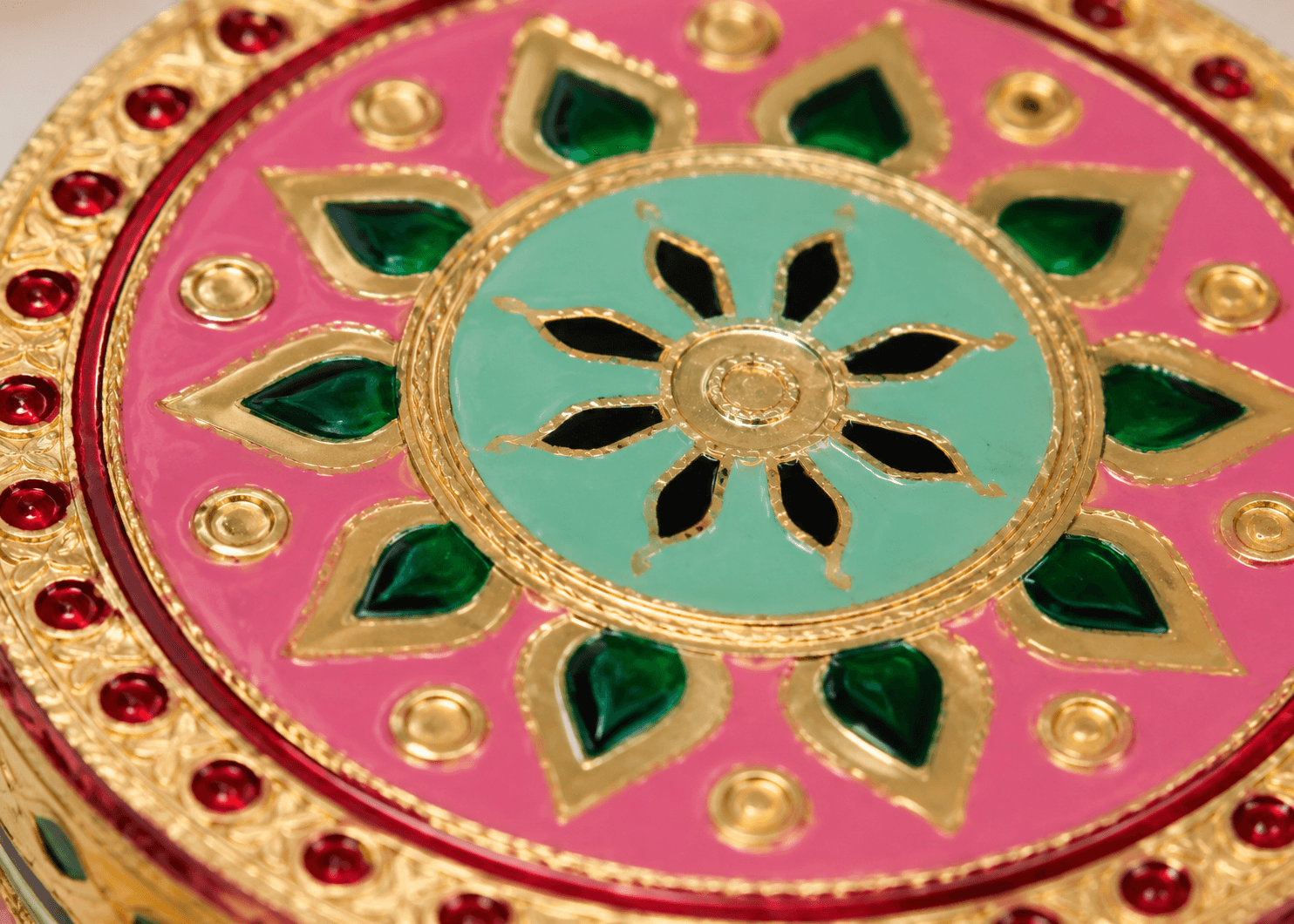 Pink Floral Meenakari Storage Box - Image 2