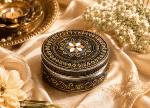 Black Floral Meenakari Storage Box - Image 2