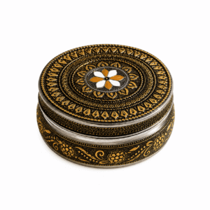 Black Floral Meenakari Storage Box - Image 1