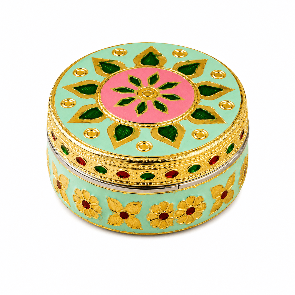 Mint Floral Meenakari Utility Box - Image 1