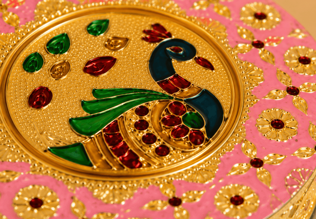 Pink Peacock Meenakari Utility Box