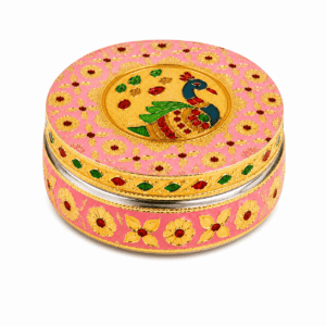 Pink Peacock Meenakari Utility Box - Image 1